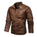 Mens Motorcycle Casual Embroidery Biker Coat Zipper Fleece Jacket Autumn Winter Men Faux Leather Jackets