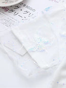 Tops Femme T Shirt Women Clothing Cotton Splicing Mesh Design Sequined Summer Casual O-Neck Tees