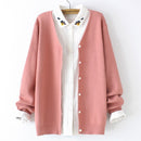 Women Knitted Cardigan Temperament Pure V-Neck Jumpers Autumn Basic Long Sleeve Curve Sweater