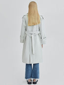 Women Beige Trench Lapel Long Sleeve Loose Fit Windbreaker Spring Autumn