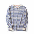 Heavyweight Winter Fall Premium Casual Loose Striped Sweatshirt Navy Sea Soul Style Retro Pullover Comfortable Tops