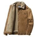 Warm Corduroy Mens Jackets Winter Coats Fur Collar Pockets Military Jacket Casual Jacket Outwear Male Thermal Army Black Brown