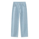 Men Fall/Winter New Mid Waist Straight Jeans Simple Casual Pants