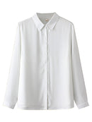 White Shirt For Women Solid Tops Brief Long Sleeve Double Layer Chiffon Loose Blouses Autumn