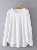 Womens Clothing Spring Casual Slim Tees With Long Sleeves Knitted High Stretch Simple Tops