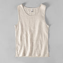 Pure Linen Sleeveless White Tank Top Men Summer Solid Breathable Vest Tees Casual Man Vests