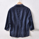 Mens Breathable Linen Coat Business Casual Thin Suits Premium Quality Multi-Pocket Simple Basic White Tops