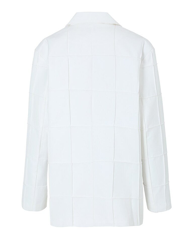 Women Black Shaped Spliced Blazer Lapel Long Sleeve Loose Fit Jacket Tide Spring Autumn