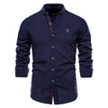 Spring Cotton Social Shirt Men Solid Long Sleeve Shirt for Men Lapel Casual Social Men Shirts