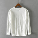 Men Spring Fall Solid Style Simple Minimalist Cotton Long Sleeve T-shirt Male Business Casual Classical Top