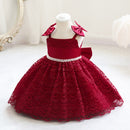 Lace Mesh Baby Girls Dresses Christening Gown Newborn Wedding Baptism Formal Princess Clothes