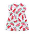 Summer Kids Clothing Children Dress Cartoon Watermelon Dress Infant Short Sleeve Dress with Hat Outing Baby Girl Clothes