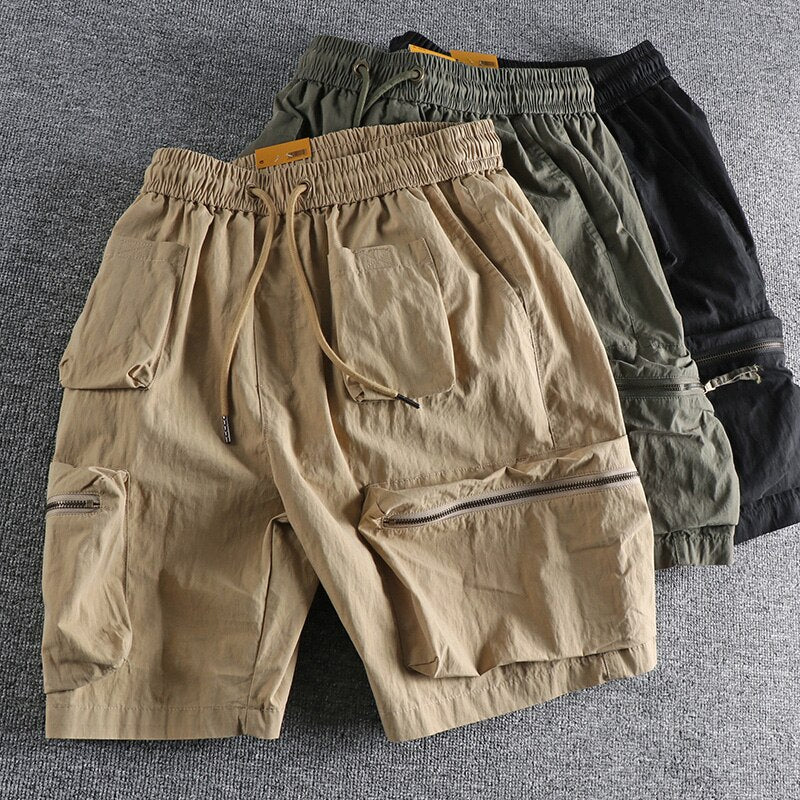 Summer trend solid casual shorts men three-dimensional pocket loose youth five point pants