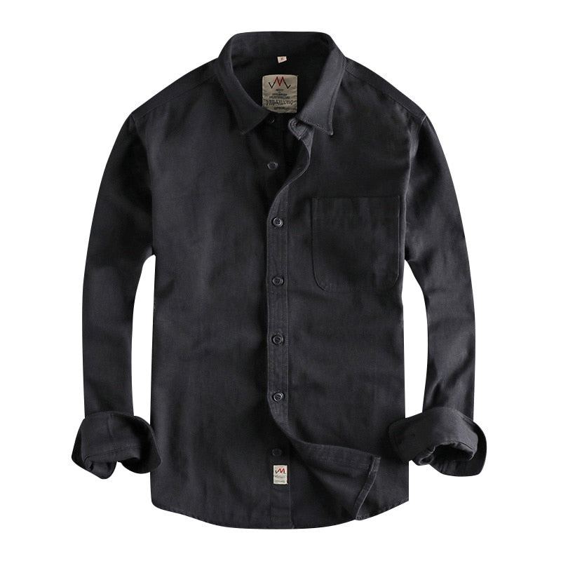 Twill Cotton Cargo Shirt For Men America Style Simple Casual Loose Overalls Blouse Pocket Long Sleeve Vintage Versatile Male Top