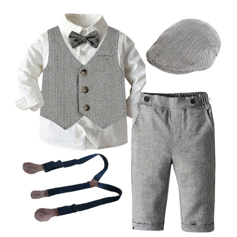 Kid Boys Formal Party Outfits Clothes Set Wedding Birthday Toddler Boy Gentleman Handsome Children Elegant Suit