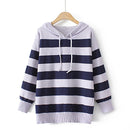 Sweater Women Winter Clothing Slim Fit High Stretch Striped Jumper Hooded Long Sleeve Pullover