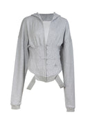 Women Temperament Strapless Slim Long Sleeve Hoodie Solid Design Female Coat Spring