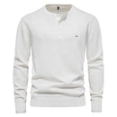 Henley Collar Men Sweaters 100% Cotton Solid Color Casual Men Pullovers New Autumn Thin High Quality Sweaters for Men