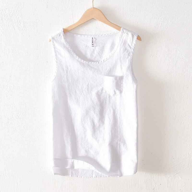 Summer Vintage Sleeveless Men Cotton Linen Thin Vest Gym Workout Waistcoat Outdoor Casual Tanks