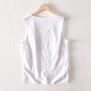 Summer Vintage Sleeveless Men Cotton Linen Thin Vest Gym Workout Waistcoat Outdoor Casual Tanks