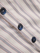 Women Green Striped Blouse New Lapel Long Sleeve Loose Fit Shirt Spring Autumn
