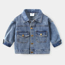 Spring Autumn Children Clothing Baby Pocket Outwear Jeans Handsome Kids Boys Denim Jacket