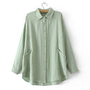 Women Clothing Loose Fit Solid Tops Casual Asymmetrical Length Rayon Blouses Autumn