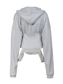 Women Temperament Strapless Slim Long Sleeve Hoodie Solid Design Female Coat Spring