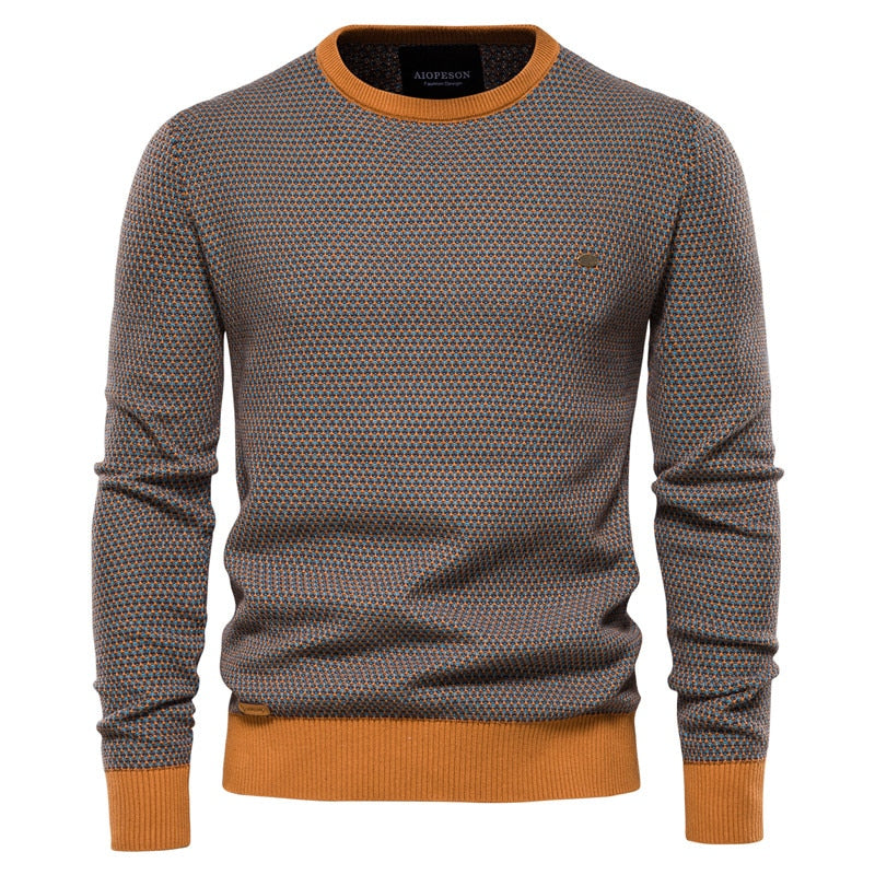 Cotton Spliced Pullovers Sweater Men Casual Warm O-neck Quality Mens Knitted Sweater Winter Sweaters for Men