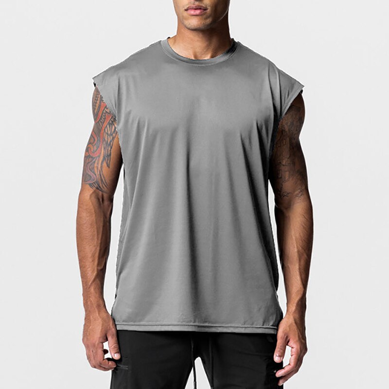 Clothing Mesh Cut Off Sleeveless Shirt Fitness Tank Top Men Bodybuilding Sportswear Muscle Vests Workout