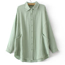 Women Clothing Loose Fit Solid Tops Casual Asymmetrical Length Rayon Blouses Autumn