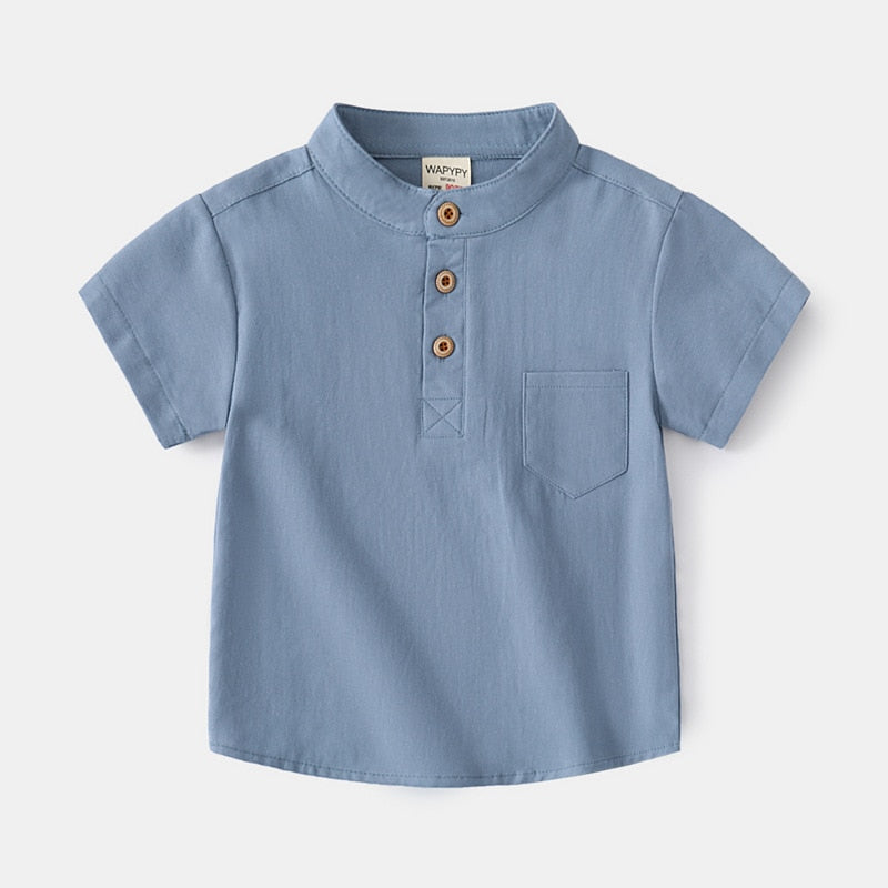 Mandarin Boys Summer Tshirts Toddler Tees Baby Shirts Cotton Kids Children's Clothes