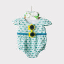 Children Girls Summer Clothes baby Cute Cotton Short Sleeve + Glasses + Head Flower 3pcs for Kids Costume