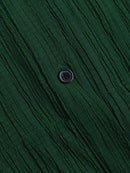 Women Green Irregular Pleated Lapel Long Sleeve Loose Fit Shirt  Spring Autumn