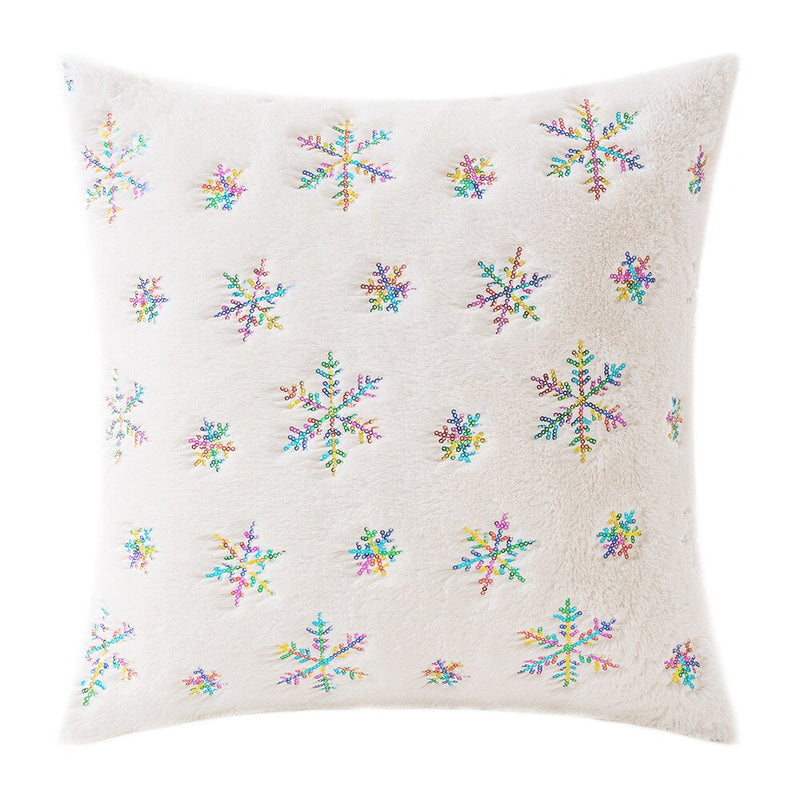 Decor Cushion Cover 45x45cm Christmas Snowflakes Fluffy Pillow Cover Home Decorative For Living Room Bed Room