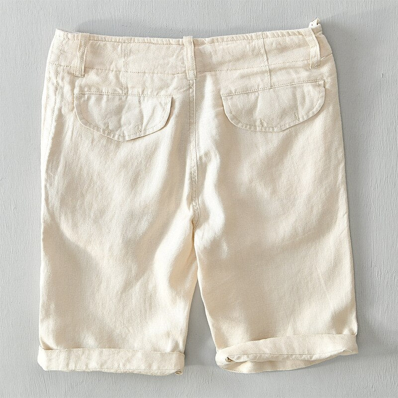 Linen Shorts Men Summer Loose Beach Holiday Shorts Man Casual Shorts