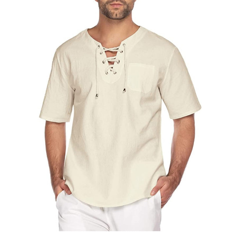Summer New Men Short-Sleeved T-shirt Cotton and Linen Led Casual Men T-shirt Shirt Male Breathable