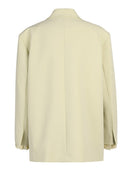 Women Green Mesh Spliced Blazer Lapel Long Sleeve Loose Fit Jacket Tide Spring Autumn