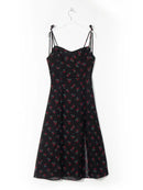 France Sexy Spaghetti Forking Party Dress Indie Folk vintage Cherry Suspender Dress Women