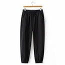 Women Loose High Waist Cotton Line Ankle Length Drawstring Harem Trousers