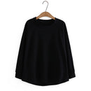 Sweatshirt Women Clothing LOOSE Solid Hoodies Casual Raglan Sleeves Asymmetrical Length Tops Autumn