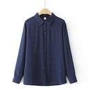 Basic Shirt For Women Solid Color Tops Loose Brief Chiffon Long Sleeve Blouses Autumn