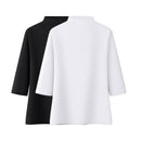 Women Short Sleeve T-shirts for Women Turtleneck Woman Clothes Solid T shirt Female Cotton Tee