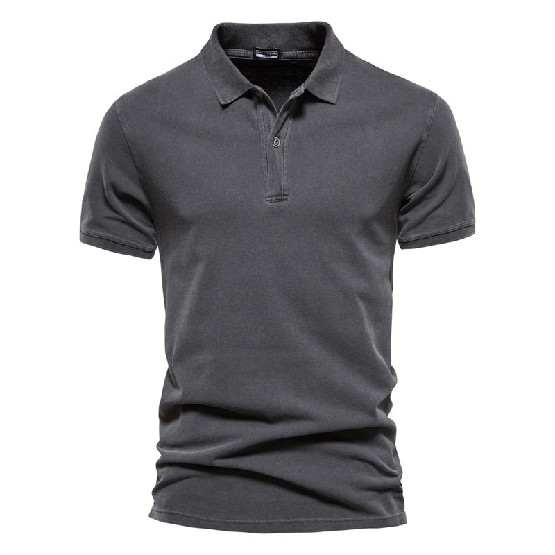 Cotton Solid Color Men Polo Shirts Casual Short Sleeve Turndown Men Shirts Streetwear Polos for Men