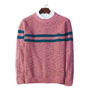 Men Vintage Knit Sweater Spring and Autumn Fashion Striped Patchwork Top Casual  Pullover Sweaters Men Clothing
