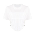 Slim T Shirts For Women Round Neck Short Sleeve Patchwork Button Temperament Casual T Shirt Female Clothing Summer New