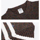 Men Vintage Knit Sweater Spring and Autumn Fashion Striped Patchwork Top Casual  Pullover Sweaters Men Clothing