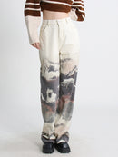 Trousers For Women High Waist Loose Patchwork Zipper Button Temperament Wide Leg Pants Female