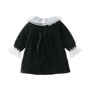 Autumn and Winter Kids Clothing Baby Girl British Style Dress Infant Black Dress Long Sleeves Outing Children Clothes