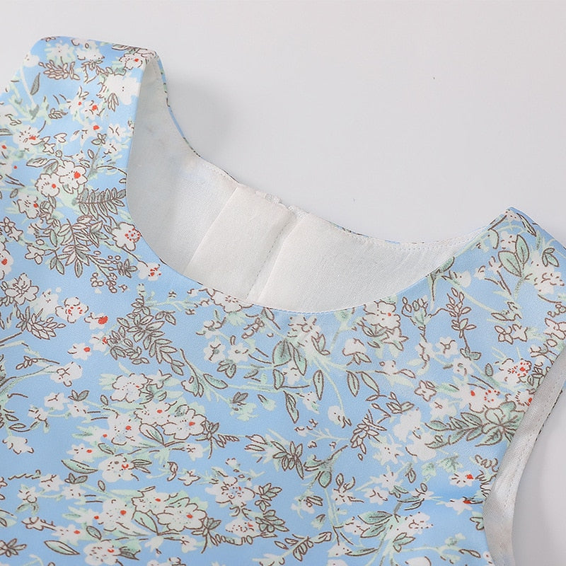 Summer Baby Girls Sundress Kids Floral Printed Sleeveless Dress with Big Bow Children Casual Soft Dresses Toddlers